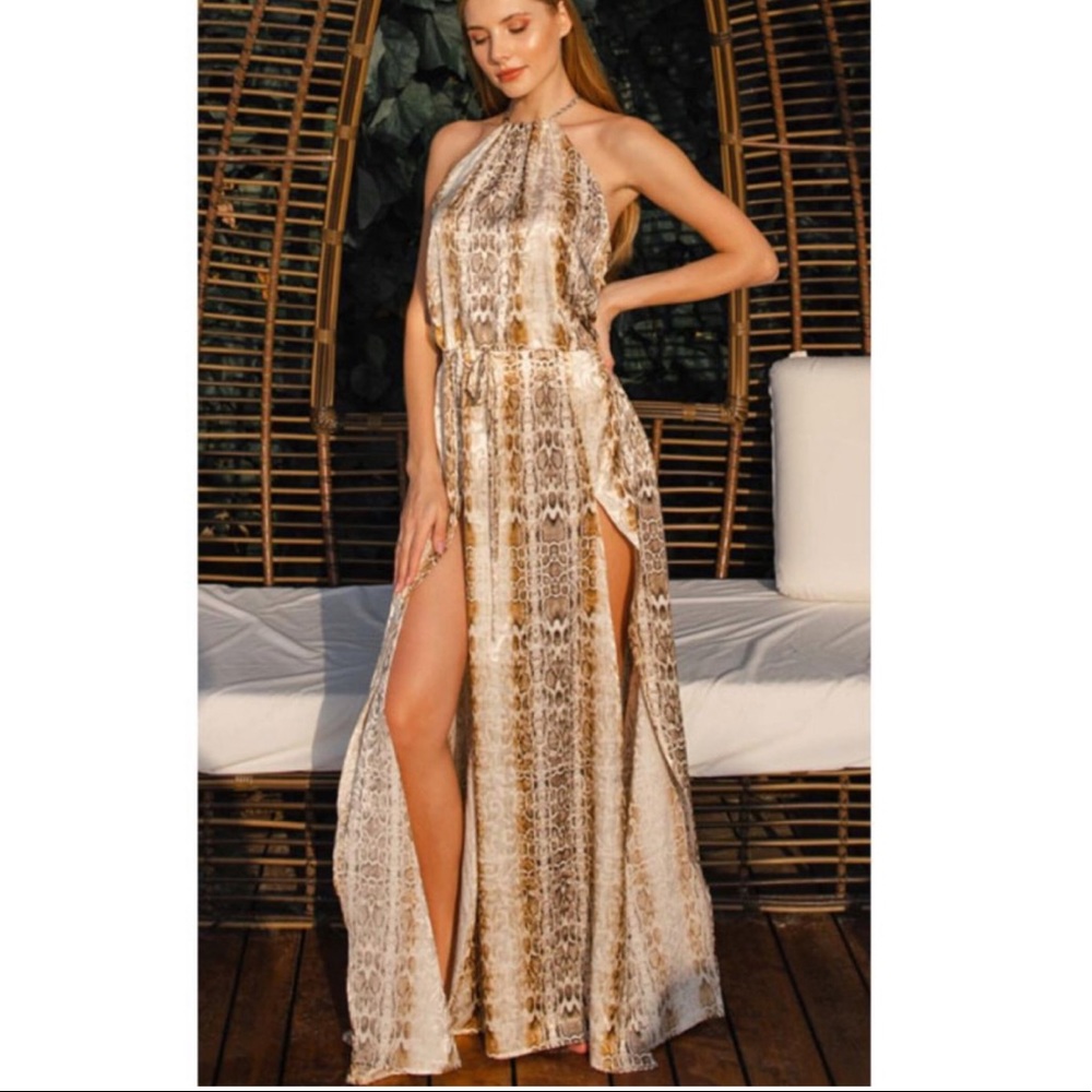 Snake Gold Silk Dress